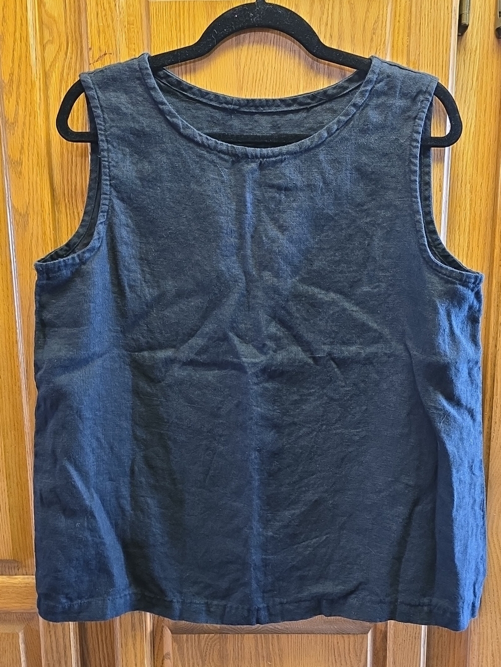 Classic Women's Sleeveless Tank Top - Black, 100% Linen, XL